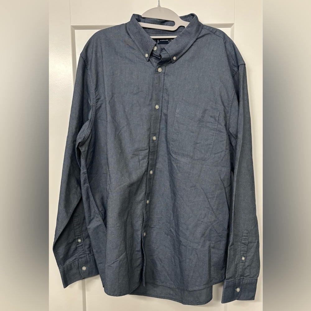 NWT Everlane Uniform Shirt Mens Blue Workwear Long Sleeve Pocket Button XXL